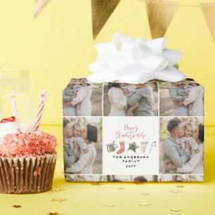 Vattenfärgad julkaka med multifoto presentpapper