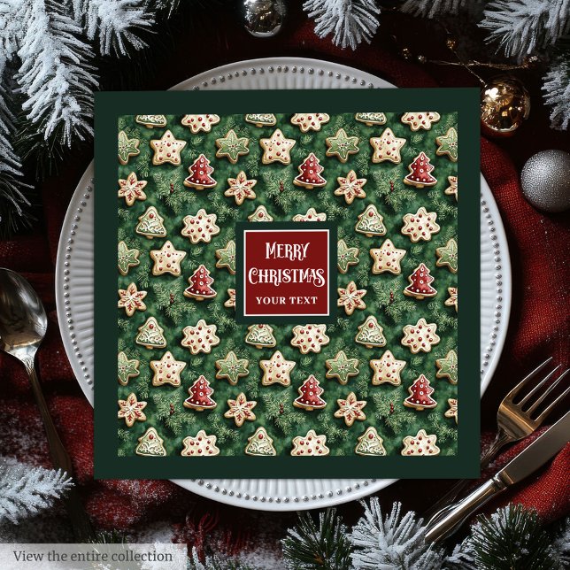 Vattenfärgad julkaka röd grönt blöjor pappersservett (Watercolor Christmas cookies red green napkins)