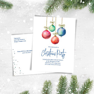 Vattenfärgad julprydnad Party Helg Vykort