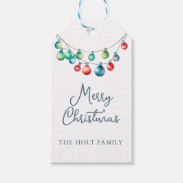 Vattenfärgad julsträng Ljus Presentetikett