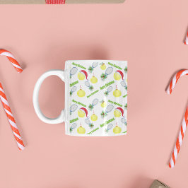 Vattenfärgad jultennisracket och Bollar Kaffemugg