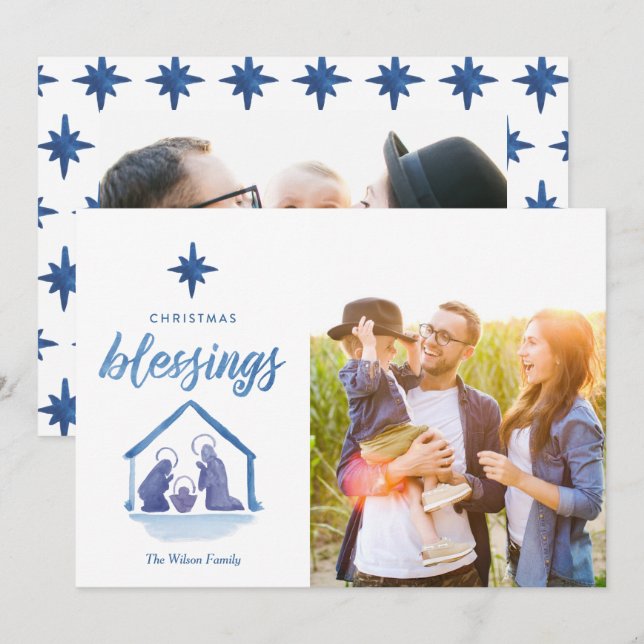 Vattenfärgad jultomhet, nyans 2-foto julkort (Fram/baksida)