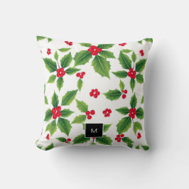 Vattenfärgad jultomta, monogrammerade, grodhallon kudde