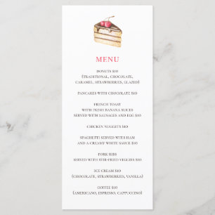 Vattenfärgad kaka eller paj. Enkel bakgårdskafédes Meny