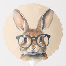 Vattenfärgad kanin Porträtt med glasögon