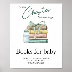 Vattenfärgad kapitelbabydusch - Bokar för baby Poster