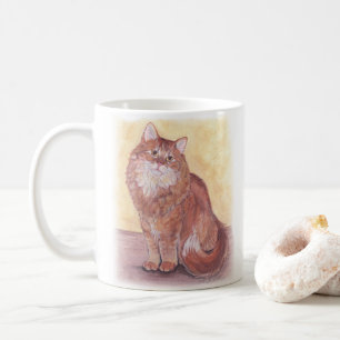 Vattenfärgad kattkaffe Orange med lång kyltemper Kaffemugg