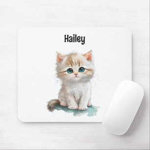 Vattenfärgad kitten Kitten med blå Ögon Musmatta