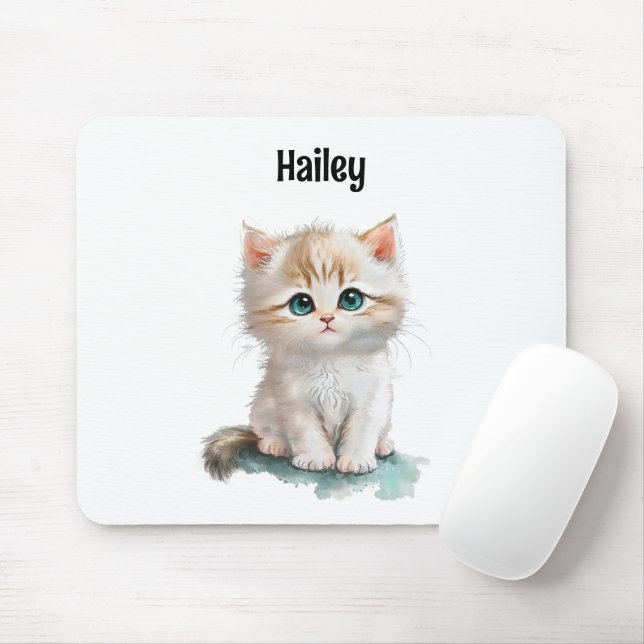 Vattenfärgad kitten Kitten med blå Ögon Musmatta (Med mus)
