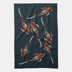 Vattenfärgad koifisk illustration kökshandduk