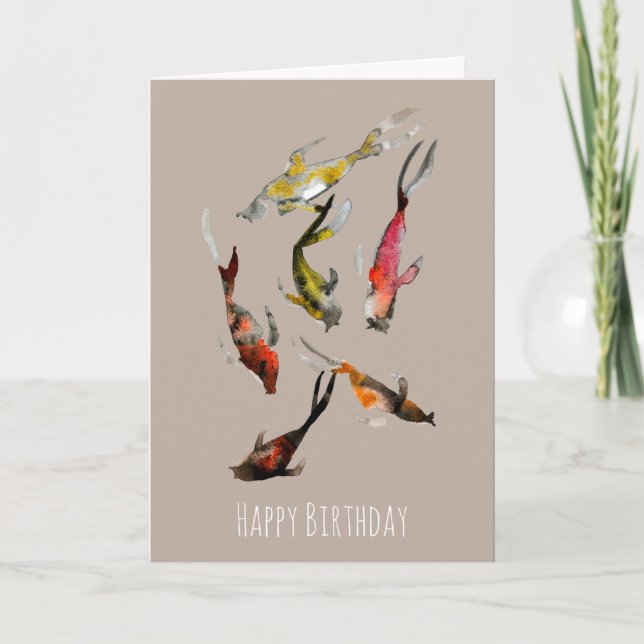 Vattenfärgad koj, rödbrun guld kort (Framsida)