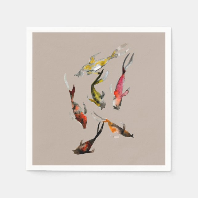 Vattenfärgad koj, rödbrun guld pappersservett (Framsidan)