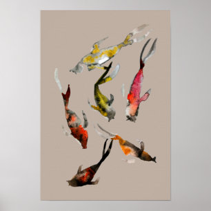 Vattenfärgad koj, rödbrun guld poster
