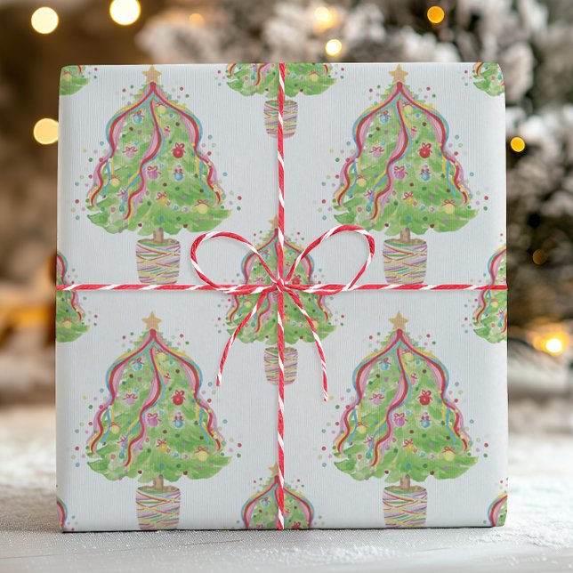 Vattenfärgad konfetti Julgranar Presentpapper (Skapare uppladdad)