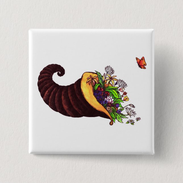 Vattenfärgad konstfyllnadstorn fylld med blommor knapp (Framsida)