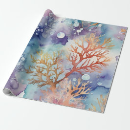 Vattenfärgad koral luxurig Lila Ton Presentpapper