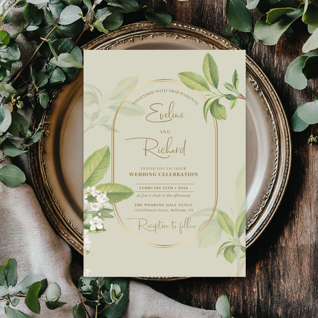 Vattenfärgad körsbärsbäck vår blommar bröllop inbjudningar (Watercolor spring white cherry blossom wedding invitation)