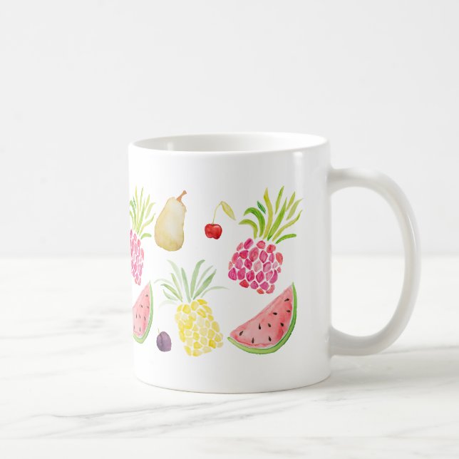 Vattenfärgad körsbärsbärsananas vattenmelon kaffemugg (Höger)