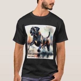 Vattenfärgad kraftfull Käpp Corso hund T Shirt