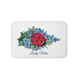 Vattenfärgad kute-ladybird med blå Vild-blommor Badrumsmatta