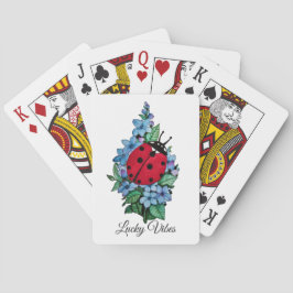 Vattenfärgad kute-ladybird med blå Vild-blommor Casinokort