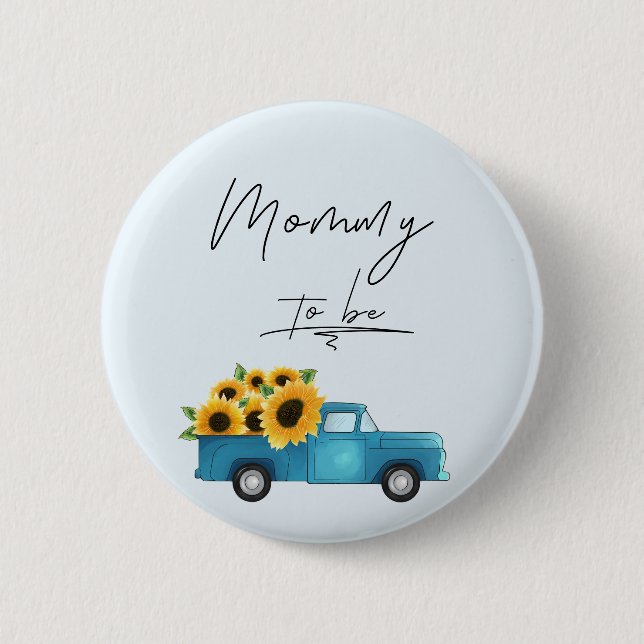 Vattenfärgad Lastbil med solrosliknande Mamma som  Knapp (Framsida)