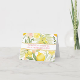 Vattenfärgad Lemon-Blommigt, Födelsedagsfest, tema Tack Kort