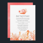 Vattenfärgad levande koral under havets Bat mitzva Inbjudningar<br><div class="desc">Färg 2019: levande korall i bat mitzvah inbjudan med koraller,  stjärnfisk,  sjöar och sjöar anpassade till dina evenemangsspecifikationer.</div>