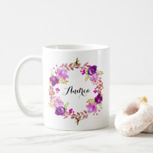 Vattenfärgad Lila Blommigt Utandning Bristmat Kaffemugg