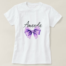 Vattenfärgad Lila Bow Sweet 16 Birthday T Shirt