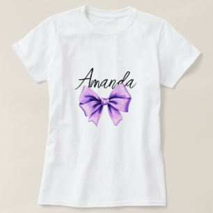 Vattenfärgad Lila Bow Sweet 16 Birthday T Shirt