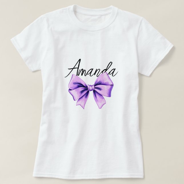 Vattenfärgad Lila Bow Sweet 16 Birthday T Shirt (Design framsida)