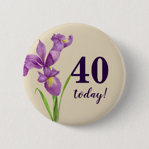 Vattenfärgad Lila Iris botaniska Blommigt Art Knapp