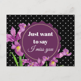 Vattenfärgad Lila Iris botaniska Blommigt Art Vykort