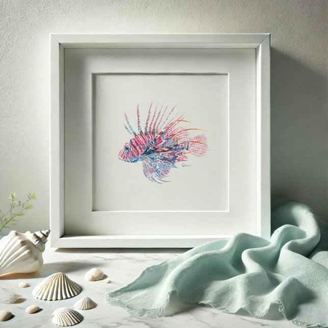 Vattenfärgad lionfisk Art Poster (Watercolor paintings by Victoria Grigaliunas features a lion fish print.)