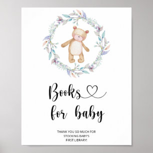Vattenfärgad liten björn, bokar för baby poster