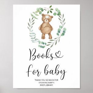 Vattenfärgad liten björn, bokar för baby poster