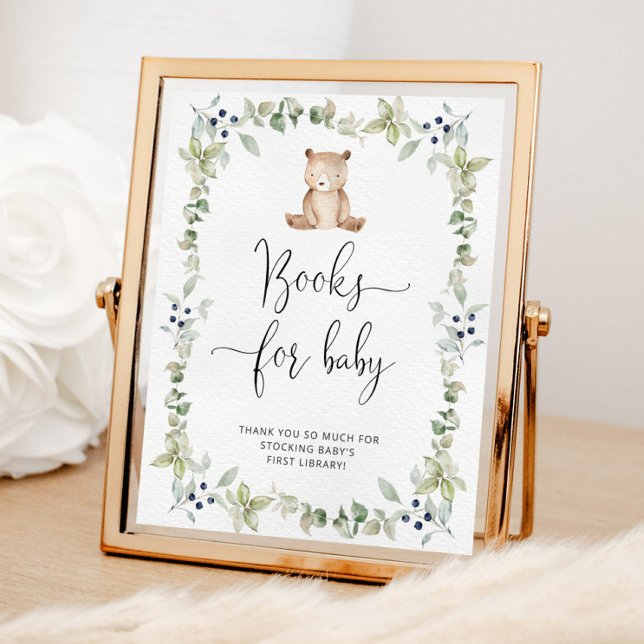 Vattenfärgad liten björn, eukalyptus bokar för bab poster (Skapare uppladdad)