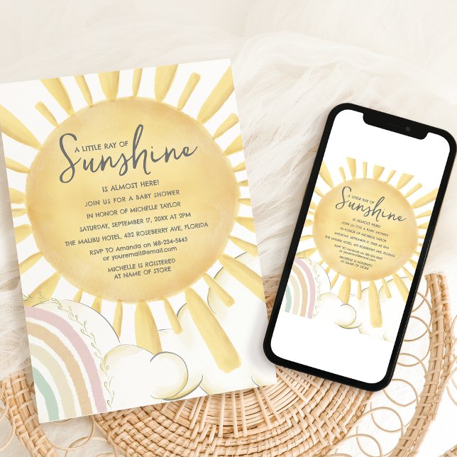 Vattenfärgad, liten Ray från Sunshine Baby Shower Inbjudningar (Skapare uppladdad)