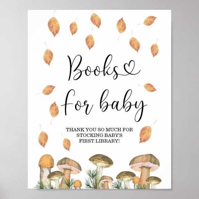 Vattenfärgad liten svamp, fall bokar för baby poster (Framsidan)