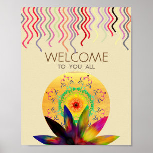 Vattenfärgad Lotus Flower Yoga Healing Health Poster