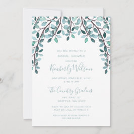 Vattenfärgad Löv botanisk Möhippa Inbjudningar