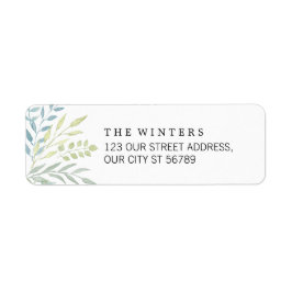 Vattenfärgad Löv i Grönt Hues Bröllop Returadress Etikett