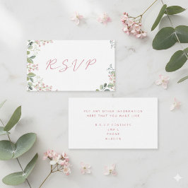 Vattenfärgad löv med rosa blommor "OSA" bröllop Tilläggskort