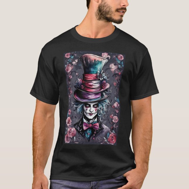 Vattenfärgad mad Hatter T Shirt (Framsida)