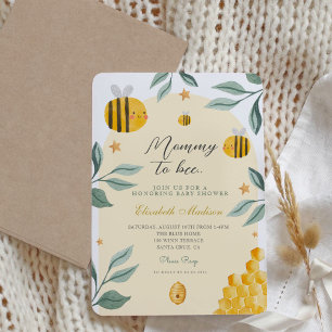 Vattenfärgad Mamma till Bee Baby Shower för honung Inbjudningar