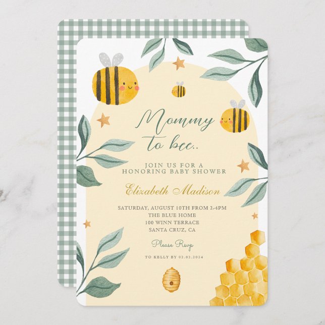 Vattenfärgad Mamma till Bee Baby Shower för honung Inbjudningar (Skapare uppladdad)