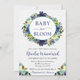 Vattenfärgad marin och blå andningsduk inbjudningar