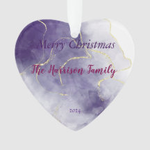Vattenfärgad marmor jul Akryla Heart Ornament
