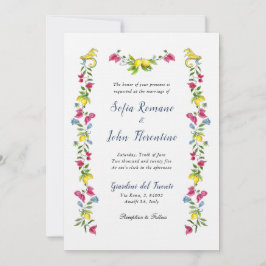 Vattenfärgad Medelhavsträdgård, blommigt Inbjudningar